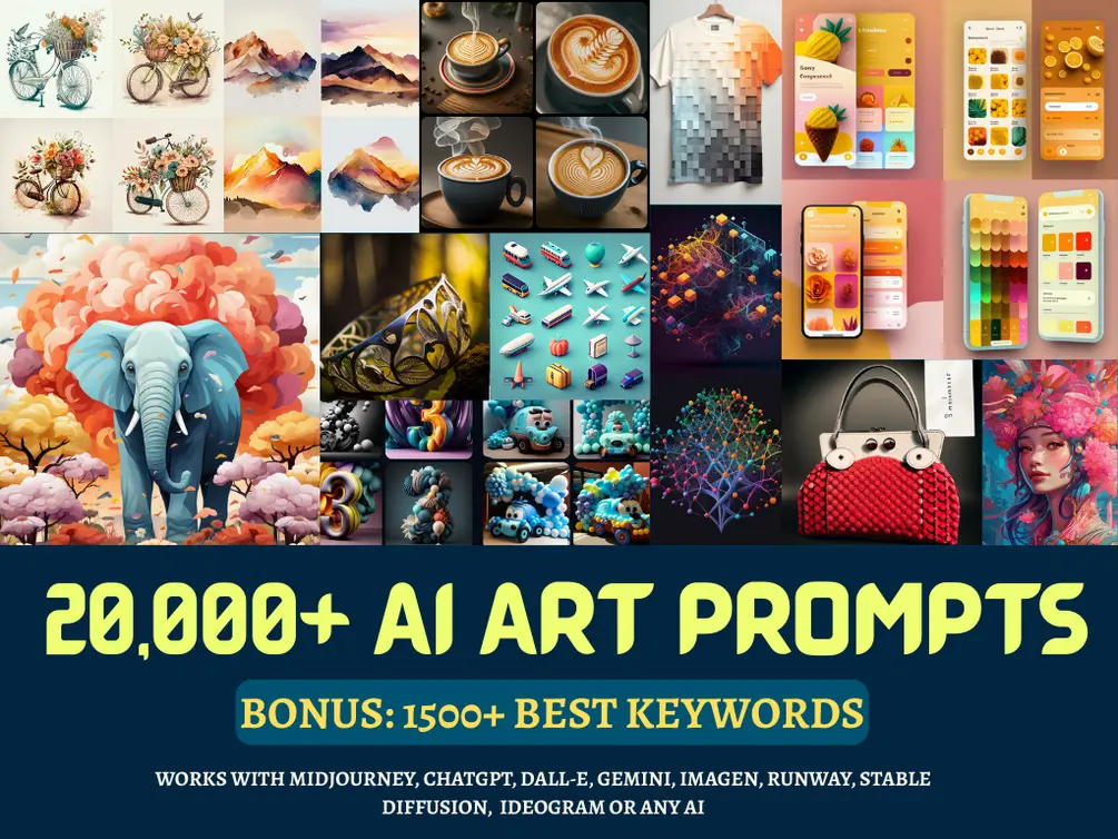 20,000+ AI Art Prompts & 1500+ Keywords | MRR | PLR