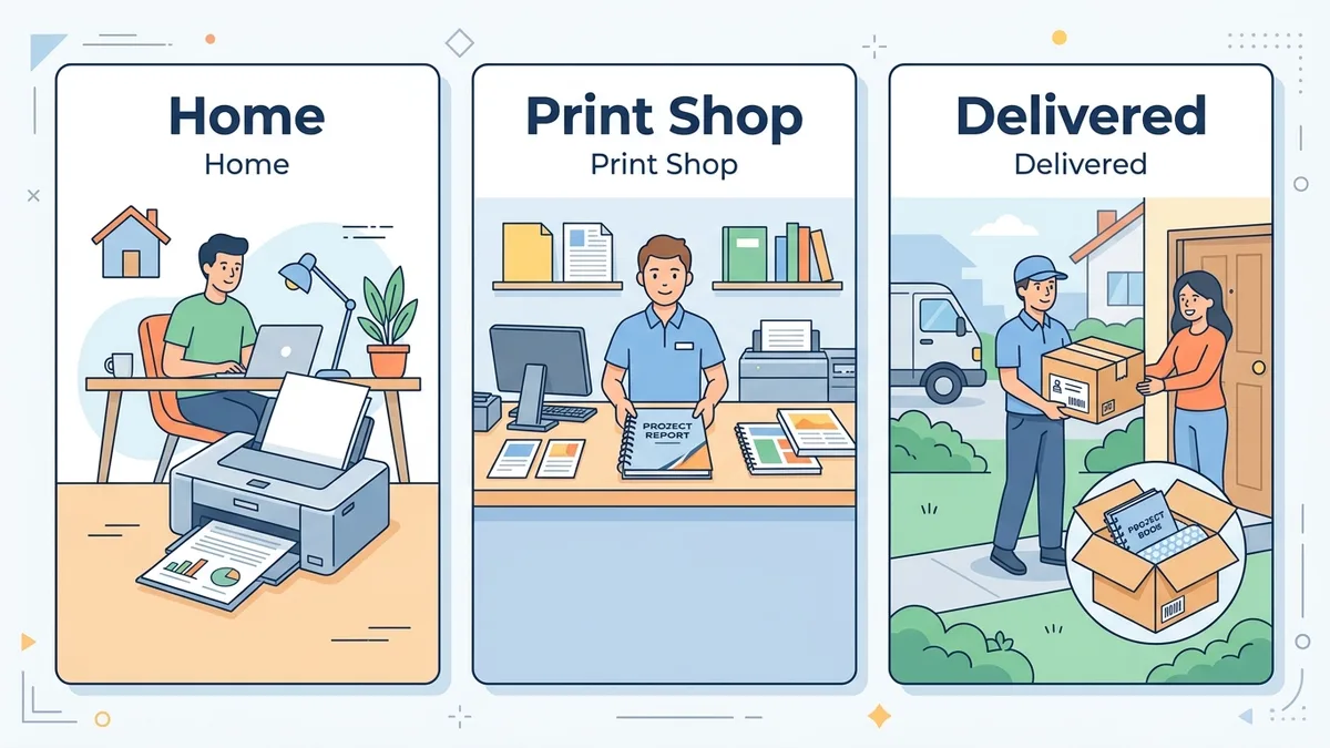 Three ways to print a custom coloring book: home printer, print shop and online delivery