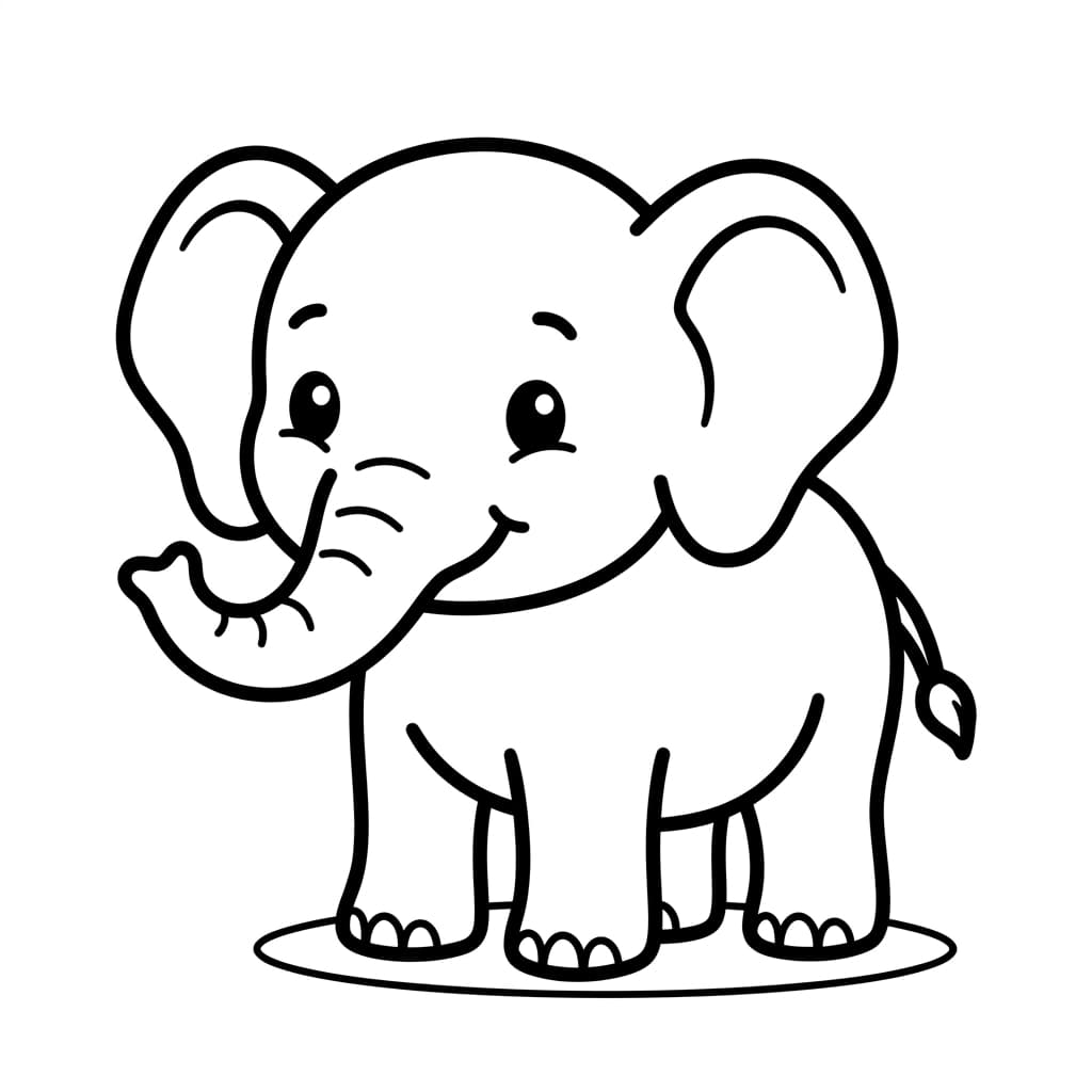 African Elephant coloring page outline