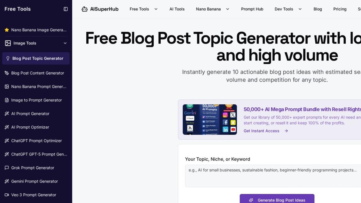 AISuperHub Blog Topic Generator